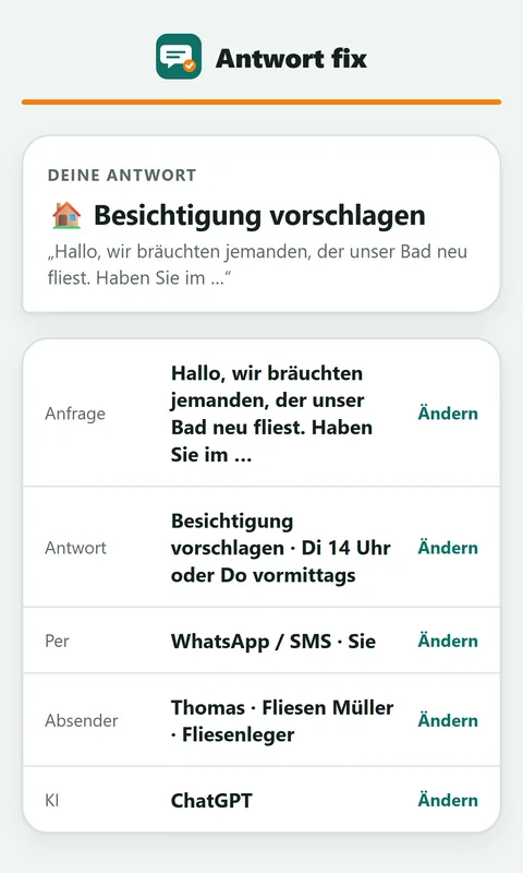 App Antwort fix: Zusammenfassung und Button Jetzt Antwort schreiben lassen